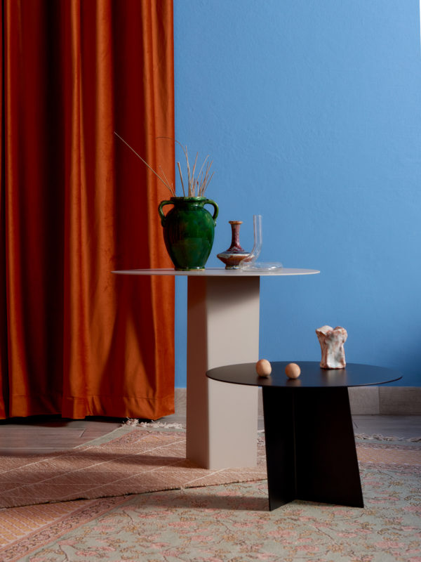 Powder coated metal side table. Available in different size and colors.
